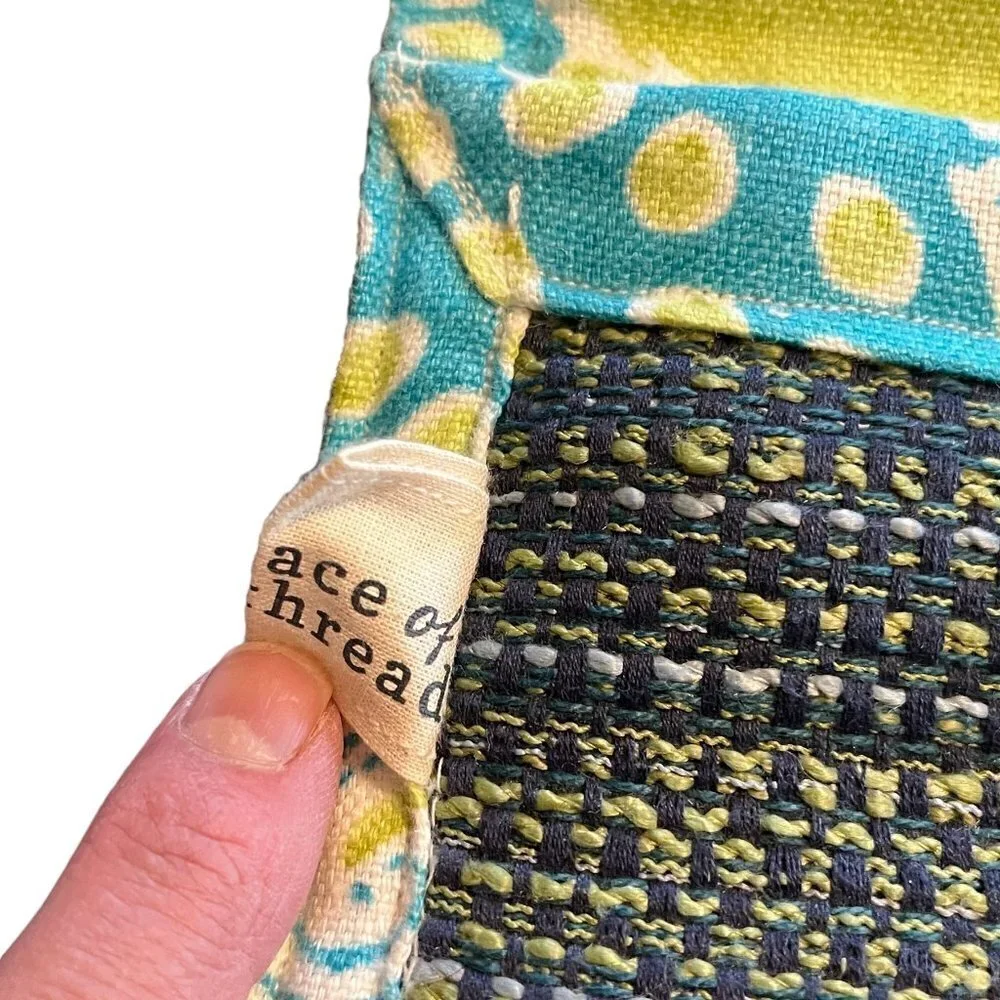 Peace of Thread Handmade One-Of-A-Kind Woven Lenvelope Wallet Clutch Blue Green